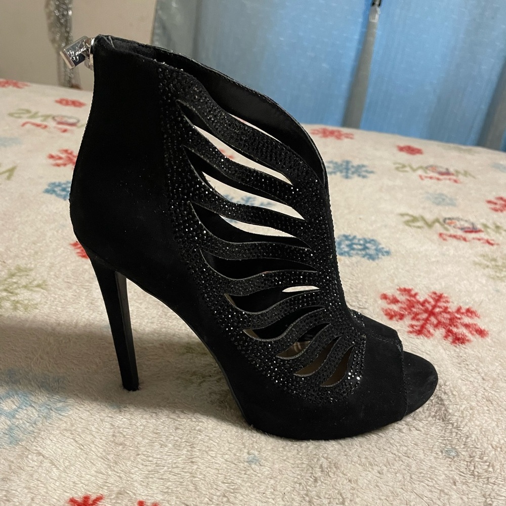 Jessica Simpson Women's Royalstin Bootie Rhinestone Suede Stiletto Heels Size 8